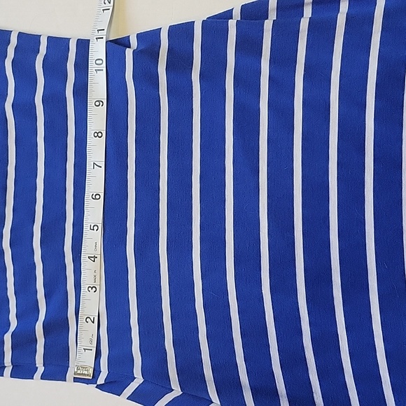 bebe cobalt/white stripe, open-back hi-lo hemline dress, XS - Picture 6 of 7